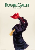 Vintage női divat reklám plakát reprint nyomat, Roger & Gallet, vörös rúzs fekete kesztyű