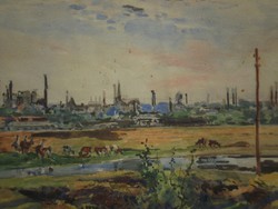Ócsvár rezső (1877-1968): cows on the outskirts of the city