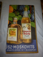 Old Kraus Muscovites brandy pálinka advertising cardboard poster