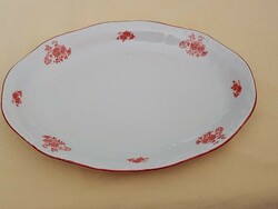 Tál pecsenyés húsos tálaló ovális Zsolnay 24,5x17,5x2,5cm piros szegély