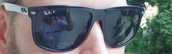 Ray-ban men's sunglasses. Rb4147 601/58 boyfriend black crystal green polarized sunglasses.