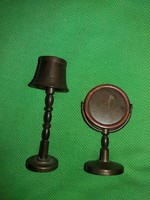 Antique doll house metal copper room furniture floor lamp and mirror condition according to the pictures