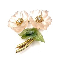 0236. Vintage flower brooch made of precious stones