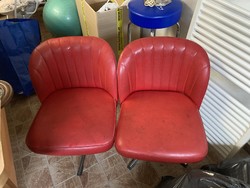 Pair of retro faux leather swivel chairs
