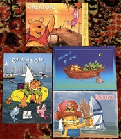 Balaton üdvözlet 4 db Garfield Disney Micimackó képeslap együtt