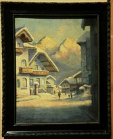 Eduard Bauer-Bredt (1878-1945) : Alpesi városrészlet