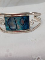 Mexican silver bracelet with mother-of-pearl inlay