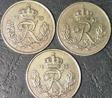 Denmark 25 coins, lot (3 pieces)