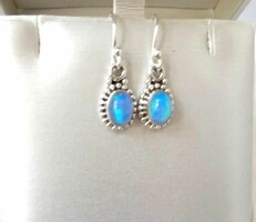 Silver natural noble opal earrings