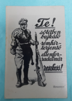 Mozgalmi plakátról készült képeslap  - retro képeslap - postatiszta, firkált