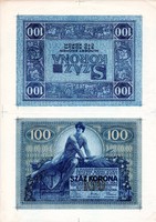 100 Korona Postatakarékpénztár jegy 1919 Próbanyomat tervezet