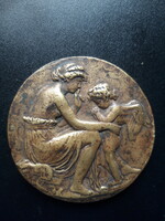 Görög mitológiai -  jelenetes, domborműves bronz plakett