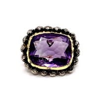 0231. Antique brooch - pendant with diamonds and amethyst