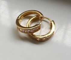 Gold-plated zirconia hoop earrings