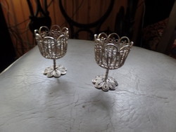 2 small silver-plated cup holders