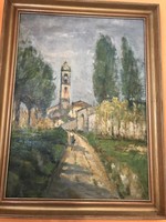 Cesare monti landscape with church tower
