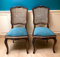 Baroque style upholstered carved oak chairs