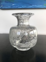 GYŰJTŐKNEK! Különleges, kézzel készített, buborékos üveg váza (303)