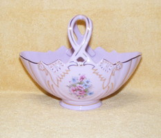 Gilded floral porcelain basket