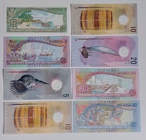 8 Maldivian unc banknotes