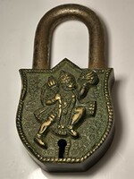Old copper padlock with 2 keys