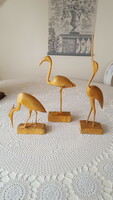 Hand carved, 3 types of wooden birds