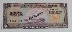 Dominika 50 pesos oro, 1975-'76, Specimen, ritka, UNC bankjegy