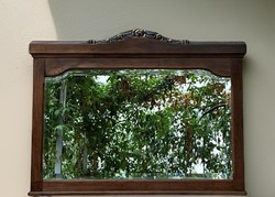 Neo-Renaissance wall mirror with oak frame and polished mirror