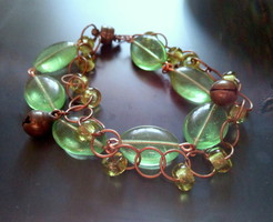 High quality Czech pressed glass beads bracelet, light green bracelet