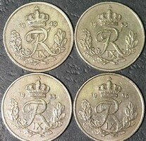 Denmark 25 coins, lot (4 pieces)