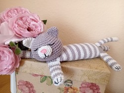 Hand crocheted striped cat