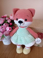 Crochet fox girl in a little dress