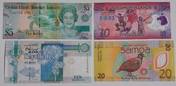 4 exotic unc banknotes