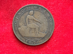 1870. Spanyolország 5 centimos (2013)