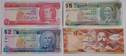4 Barbadian unc banknotes