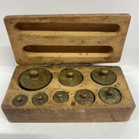 Copper weight set in box