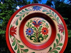 Ceramic wall plate with flowers, royal gábor