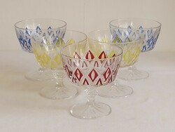 Set of six colorful old French vintage Reims martinis champagne vermouth crystal glass glasses