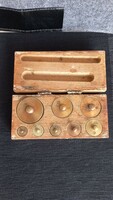 Old copper weight set, in original box
