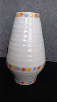 Régi jelzett porcelán váza, hibátlan, 17 X 6,5 X 5,5 cm, különleges mintázatú vázatest