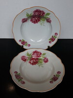 Zsolnay porcelain deep plate, wall plate, 2 pcs