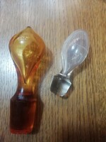 Old glass stoppers, bottle stoppers, 2 pcs