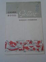 D202209  Grand Hotel Gellért -Espresso - Cukrászda  Árlap - Italok Sütemények  Budapest  1963