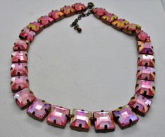 Beautiful old art deco necklace with pink plastic stones