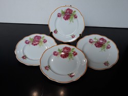 Antique Zsolnay porcelain rose plate, 4 pcs