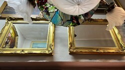 Wall mirror in a decorative blonde frame, solo/pair