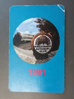 Kártyanaptár 1991 - Királyi Magyar Automobil Club feliratos retró, régi zsebnaptár