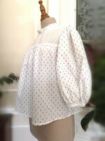 Warehouse 34 cotton blouse, white patterned loose shirt