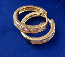 18 Kt. Gold-plated zirconia hoop earrings