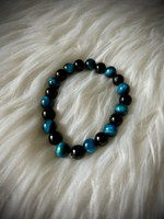 Blue tiger eye - black onyx mineral bracelet